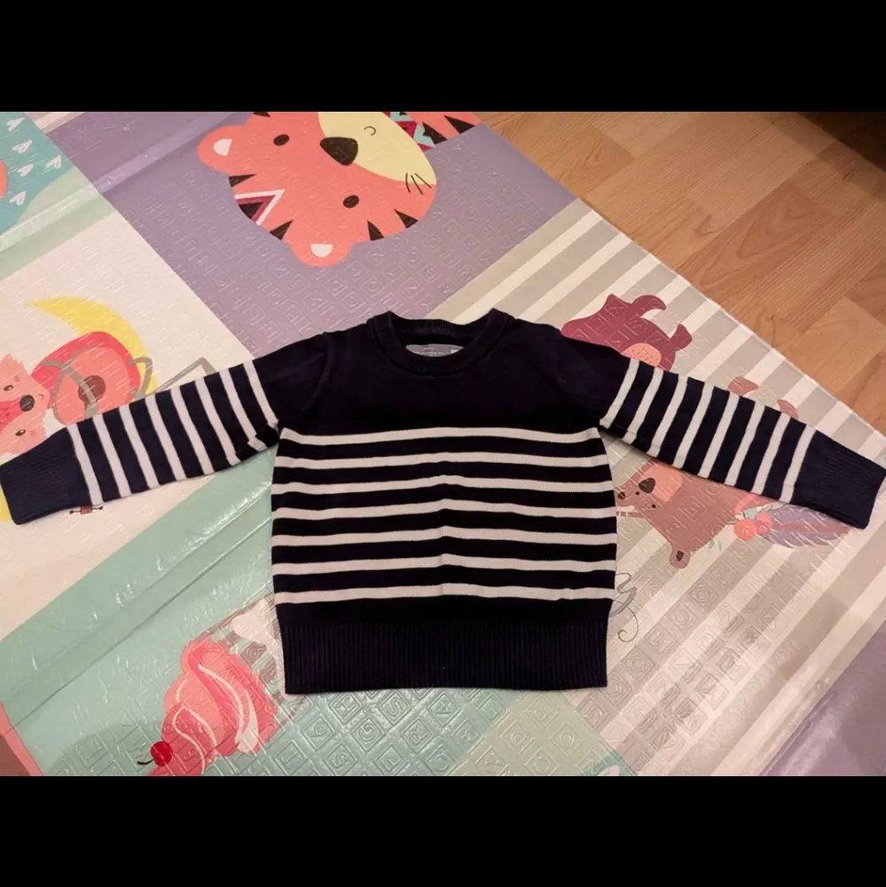 Primary Striped Navy and White Sweater